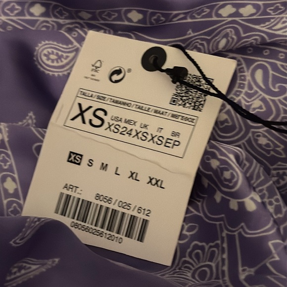 ZARA Purple Paisley Print Satin Midi Dress Blogger Favorite sz XS Party Wedding - Picture 16 of 16